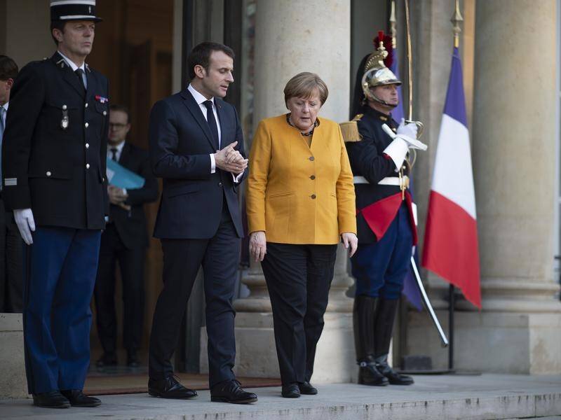 French President Emmanuel Macron and German Chancellor Angela Merkel discussed Brexit in Paris.