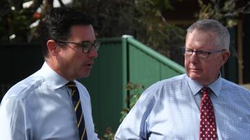 Member for Parkes Mark Coulton (right) and Nationals leader David Littleproud were in Dubbo on Monday. Picture by Tom Barber