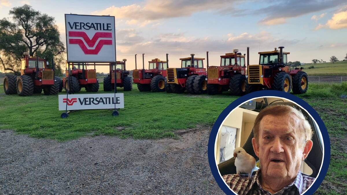 Colin Ubergang, inset, was the first to import Versatile tractors into Australia and now aged 92, he will be guest of honour at the Versatile fete on February 10 and 11.