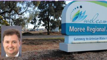 Moree Plains Shire Council general manager Kelvin Tytherleigh, inset, says the Moree to Sydney flight route is critical to the town and nearby centres such as Warialda and Narrabri.