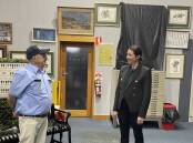 Museum committee president John Williams welcomes Moree deputy mayor Sussanah Pearse to the 'soft' opening of the Moree Regional Military Museum on Friday, July 26.