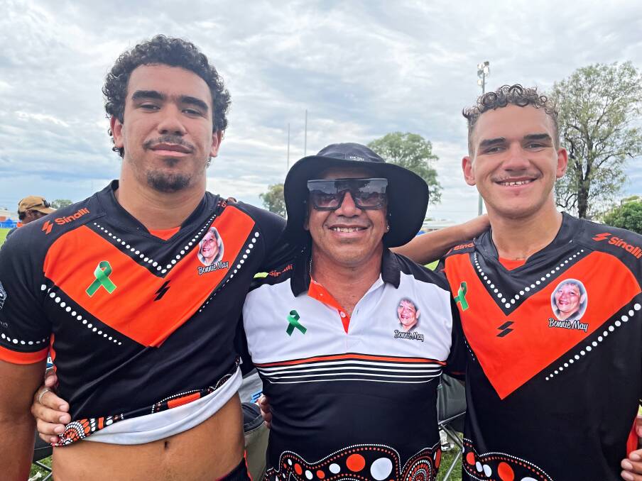 Malakai, left, Scotty and Jaymus Troutman travelled from Mungindi for the day.
