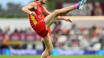 Ben King has struggled in front of goal again in the Suns' latest QClash defeat to the Lions. Photo: Darren England/AAP PHOTOS