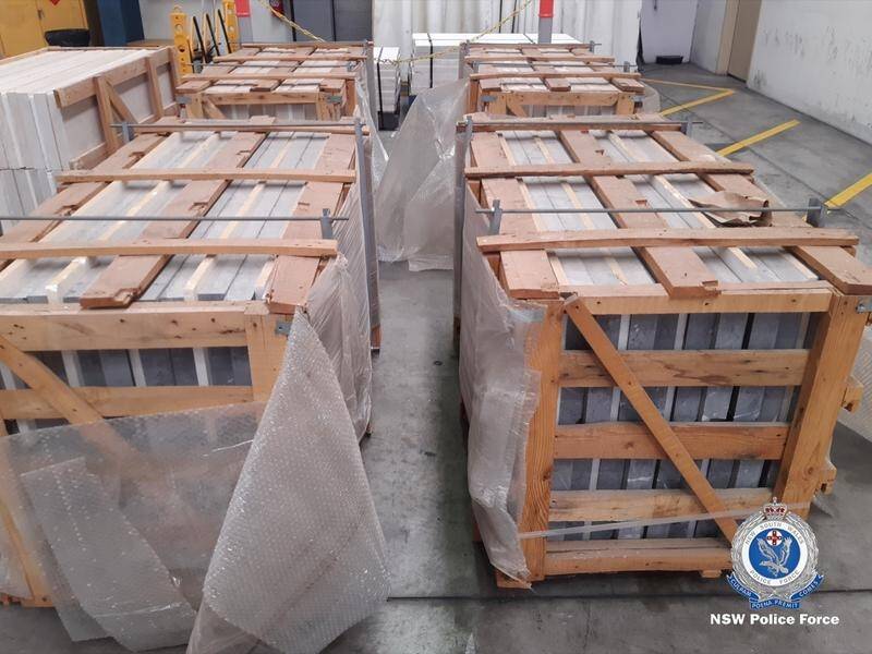 More than 1000kg of the drug ice was found hidden in marble stone being shipped into Port Botany. (PR HANDOUT IMAGE PHOTO)
