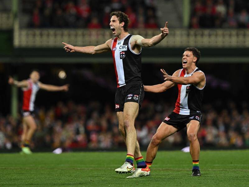 Max King kicked three goals in St Kilda's win over Sydney at the SCG. (Dean Lewins/AAP PHOTOS)