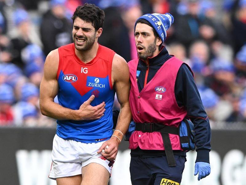 Melbourne coach Simon Goodwin has defended the treatment of injured superstar Christian Petracca. (James Ross/AAP PHOTOS)