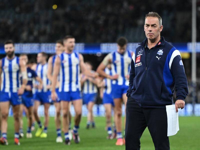 North Melbourne can't relax despite an upturn in performances, coach Alastair Clarkson says. (Joel Carrett/AAP PHOTOS)